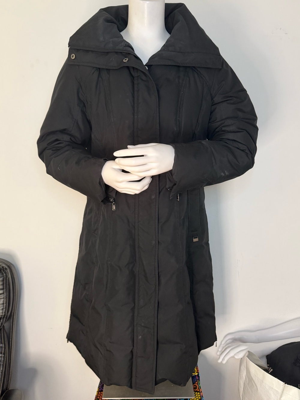 Perry Ellis Black Women’s Long Puffer Coat - Classic Winter Jacket